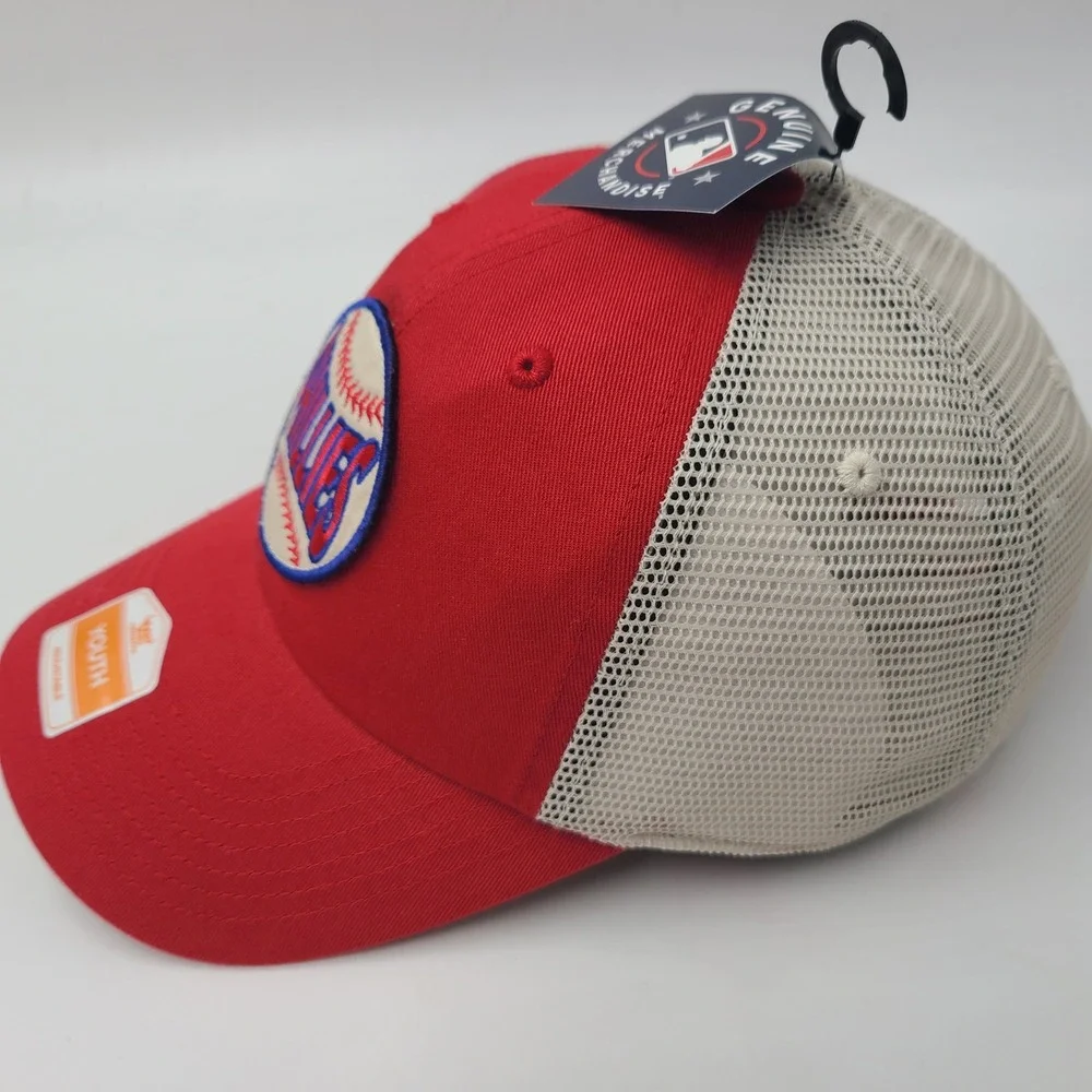 Youth Philadelphia Phillies Hat Snapback Trucker Mesh Fan Favorite Red Beige MLB